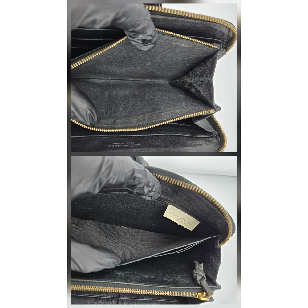 Bottega Veneta Intrecciato Leather Zip Around Wallet Black 114076 V0013 1000 - Picture 7 of 10